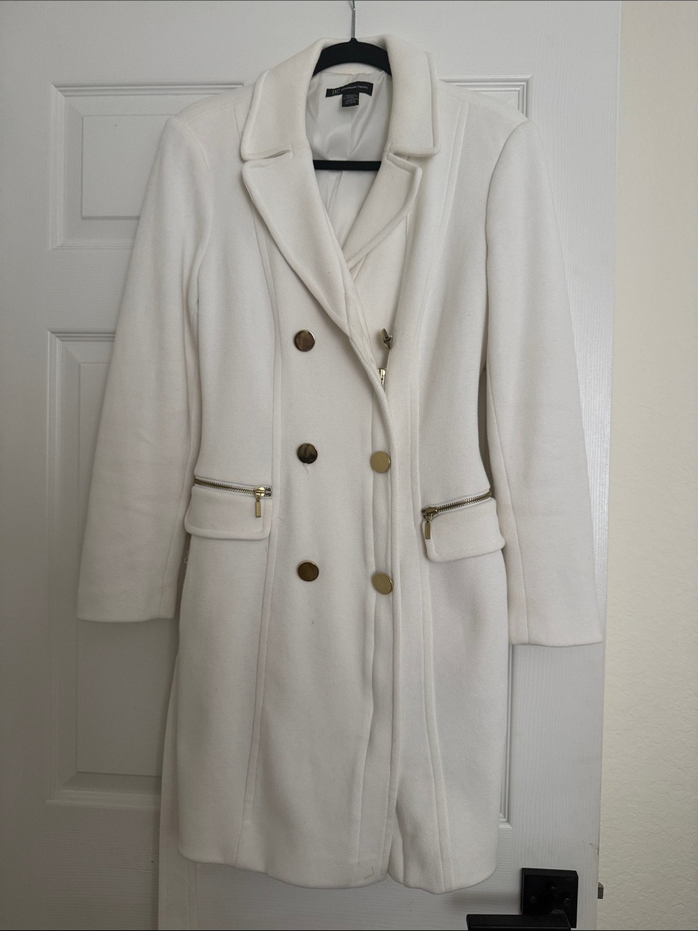 INC International Concepts White Double-Breasted Wool-Blend Pea Coat